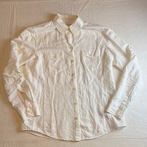 Banana Republic Women's White Button Down Shirt ButtonTab Sleeves Size S